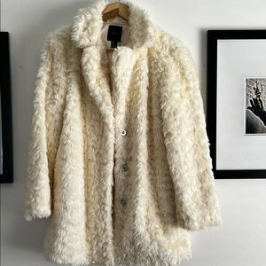 Faux Fur Cream Dress Coat Size Small